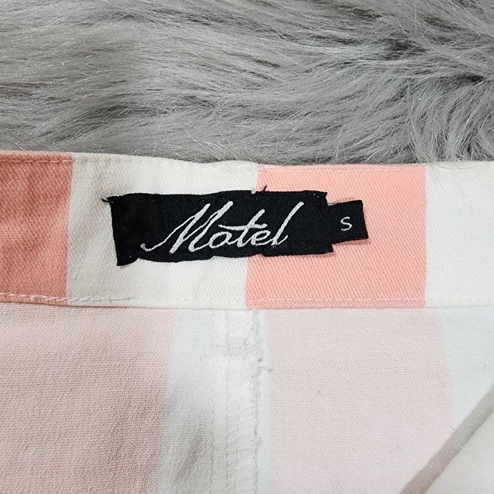 Motel Rocks pink and white striped‎ denim jean mini skirt woman's size small - Picture 2 of 10